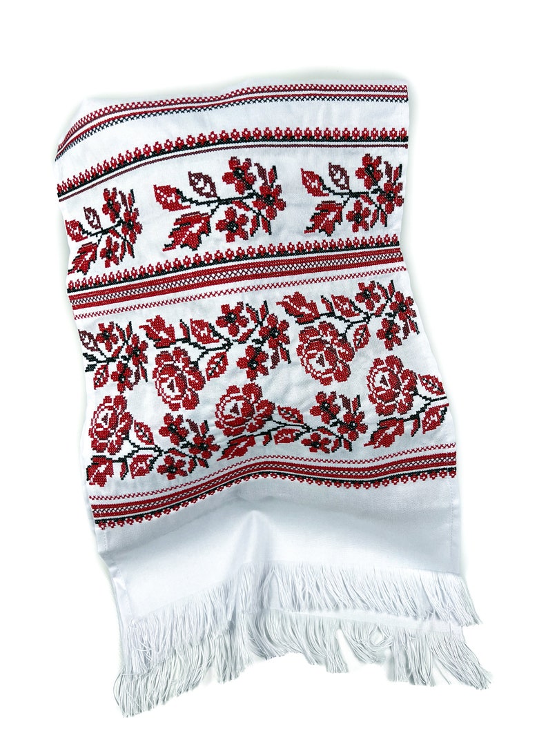 Blue Ukrainian wedding towel, Cotton Ukrainian rushnyk, Ceremonial rushnyk, Large table runner, Home decor, Rustic ethnic textile rushnyk Bild 10
