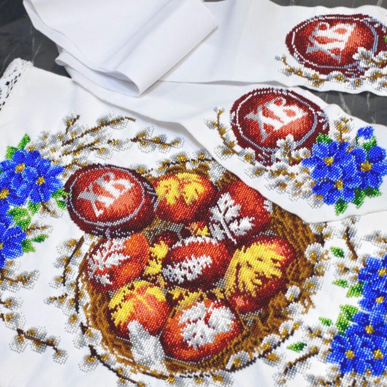 Ukrainian Easter beaded embroidery set