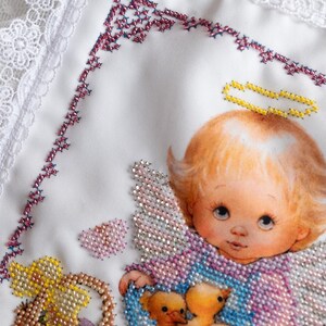 Easter Basket cover with beaded angel design