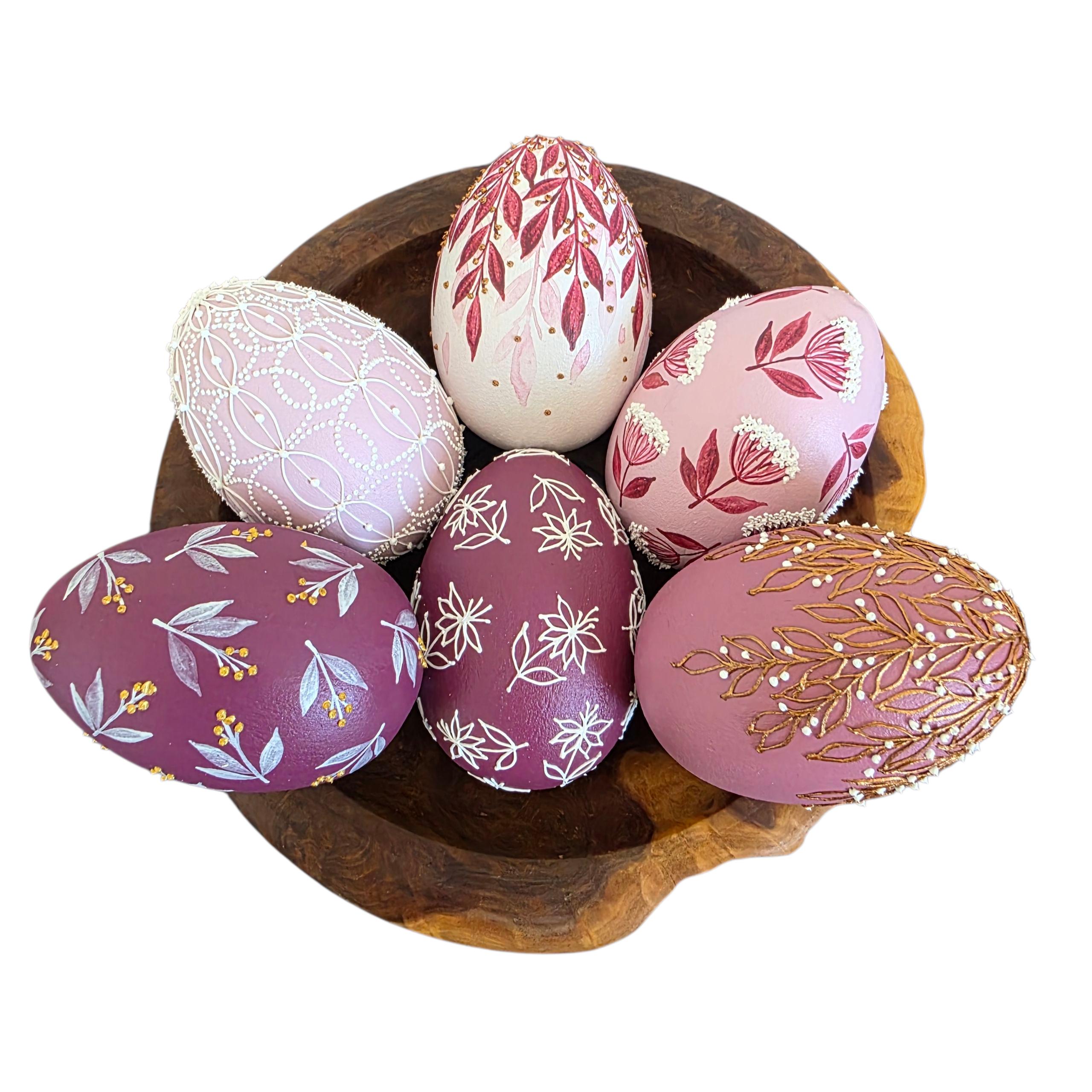 Set of 6 Wooden Easter Eggs, Ukraine Handmade Eggs Set, Hand Painted ...