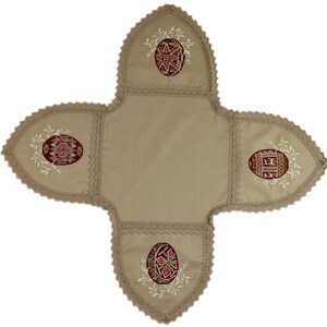 Beige Easter basket cover, Cotton Pascha basket cover, Greek Easter decor, Ukrainian Easter souvenir, Greek Easter gifts, Embroidered napkin bild 5