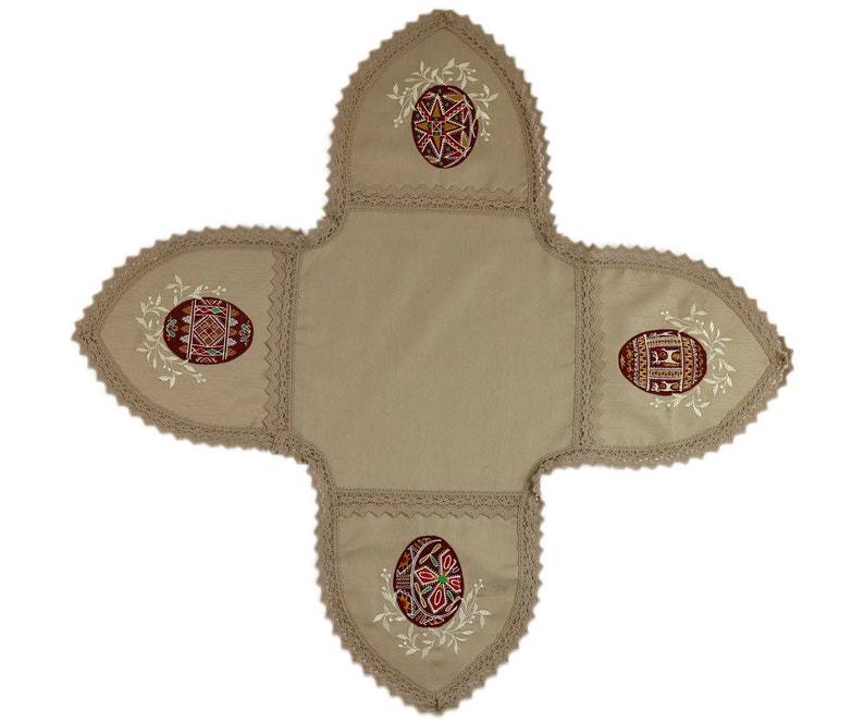 Beige Easter basket cover, Cotton Pascha basket cover, Greek Easter decor, Ukrainian Easter souvenir, Greek Easter gifts, Embroidered napkin bild 5