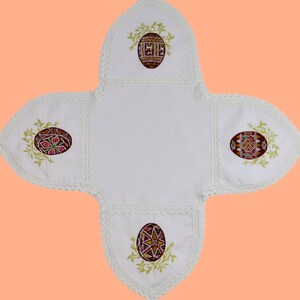 Beige Easter basket cover, Cotton Pascha basket cover, Greek Easter decor, Ukrainian Easter souvenir, Greek Easter gifts, Embroidered napkin bild 10