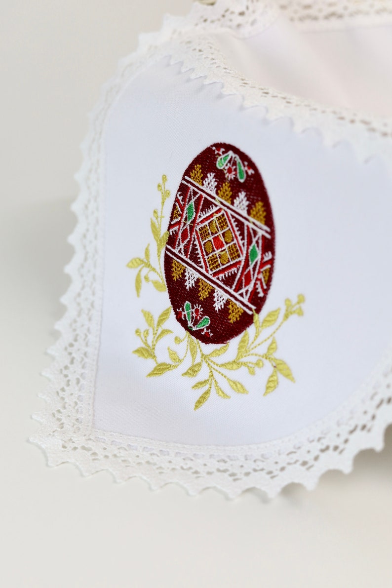 Beige Easter basket cover, Cotton Pascha basket cover, Greek Easter decor, Ukrainian Easter souvenir, Greek Easter gifts, Embroidered napkin bild 9