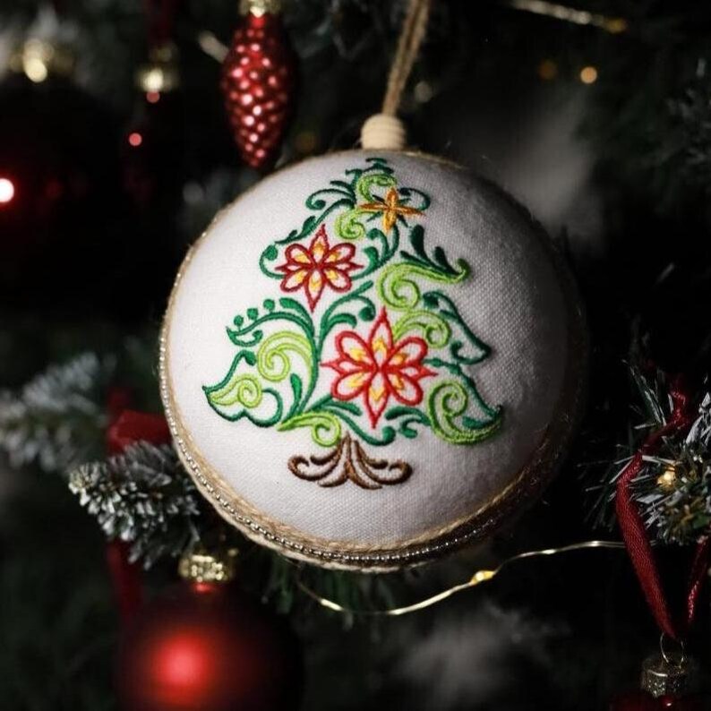 Handmade embroidered Christmas ornament
