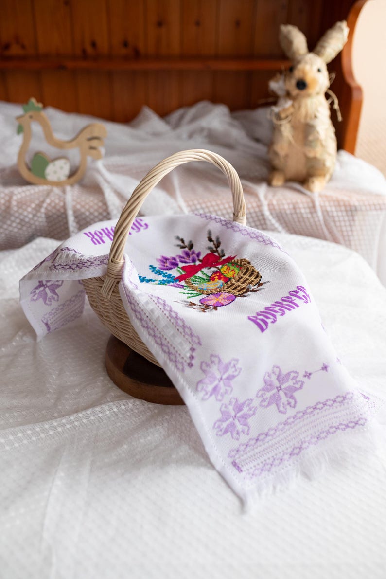 Handmade embroidered Easter towel