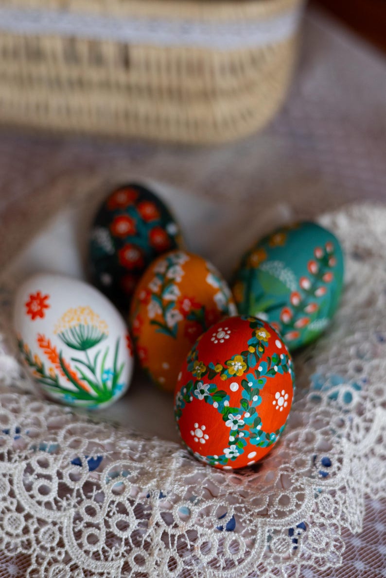 Hand-painted wooden Easter eggs