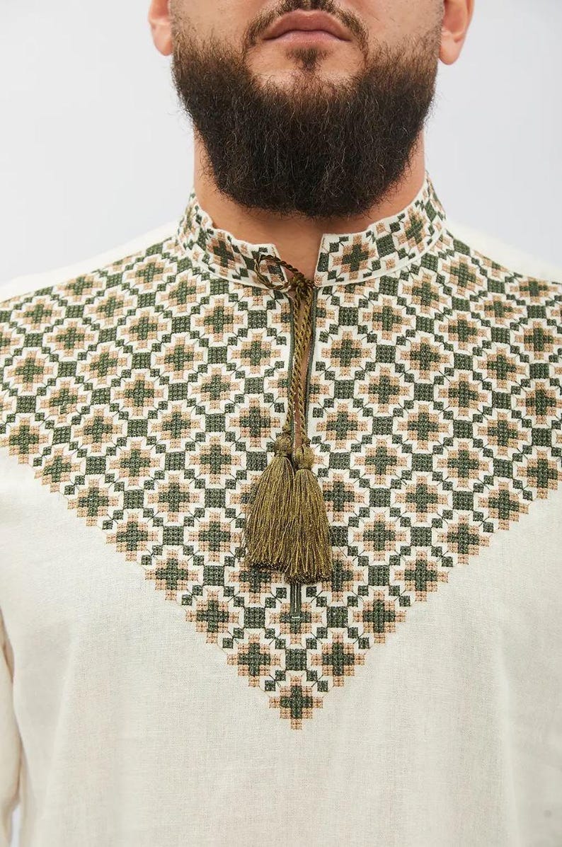 Traditional men's embroidered Ukrainian shirt