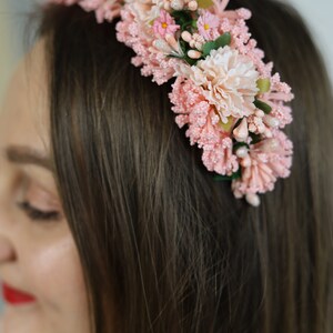 Handmade pink floral headband