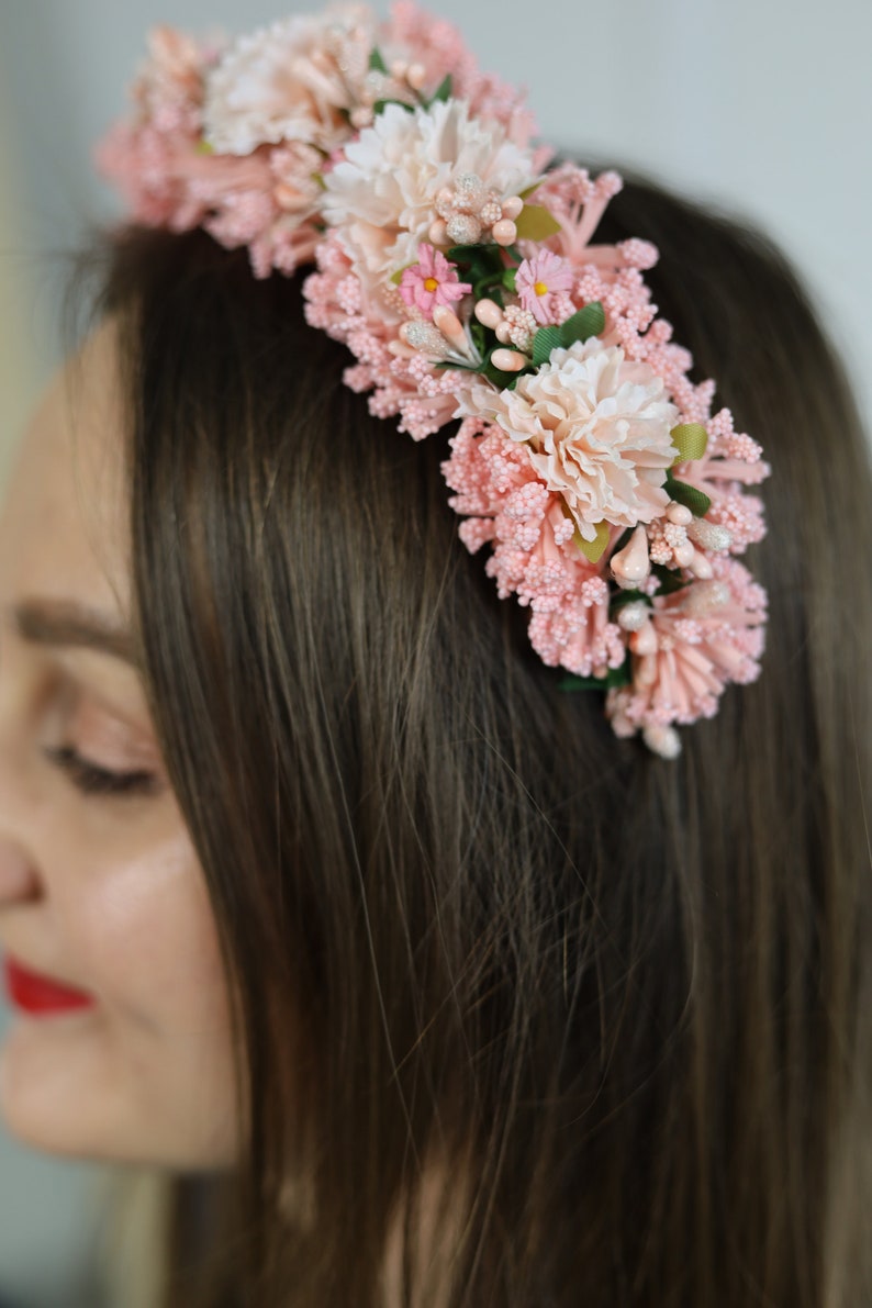 Handmade pink floral headband