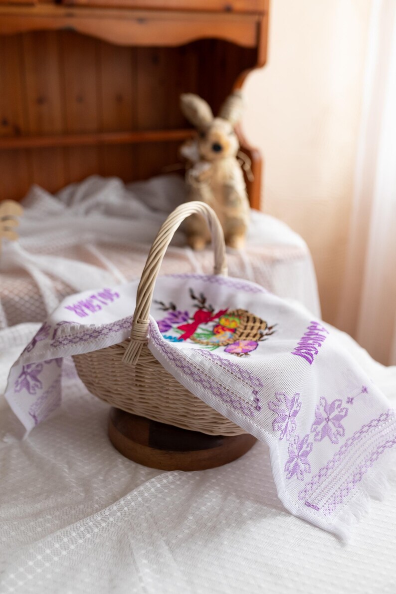 Handmade embroidered Easter towel