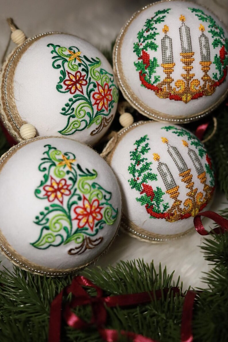 Handmade embroidered Christmas ornament