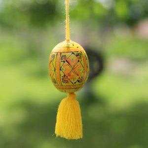 Hand-painted Ukrainian pysanka Easter egg ornaments with tassels