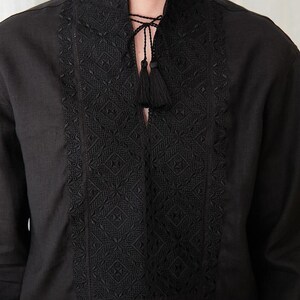 Men's black embroidered shirt