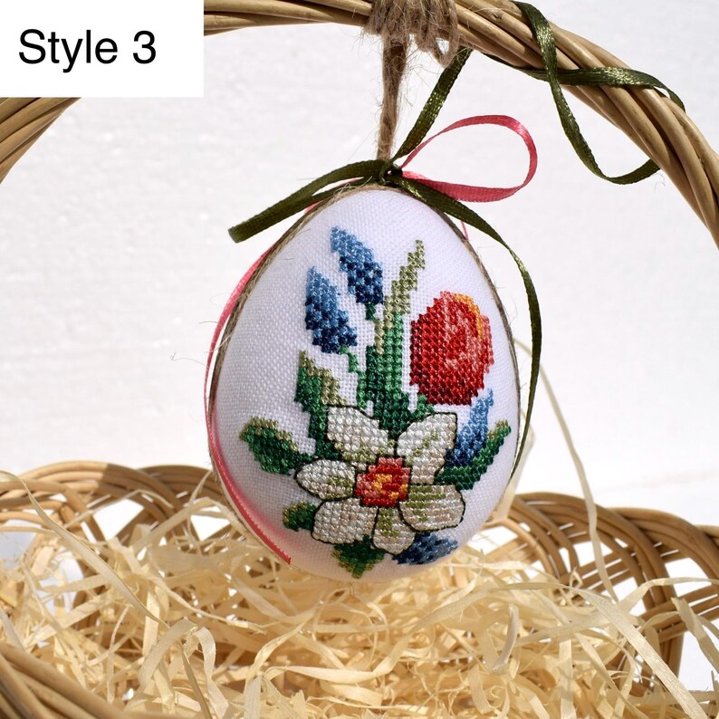 egg ornaments with colorful floral designs