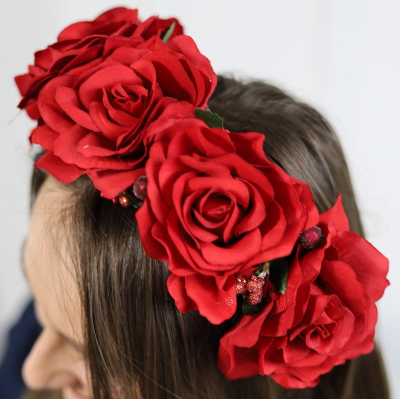 Handmade Red Rose Flower Crown