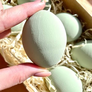 Sage Green Easter Egg, Hand Painted Wooden Egg, Neutral Easter Decor, Farmhouse Easter Decoration, Spring Home Decor