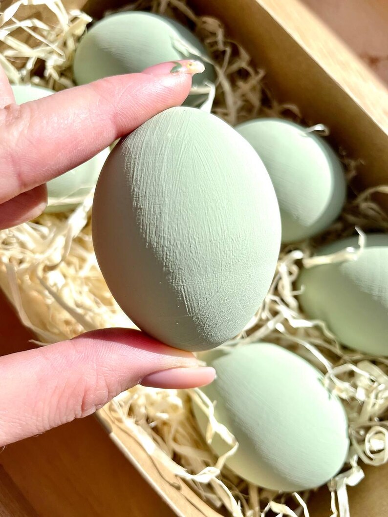Sage Green Easter Egg, Hand Painted Wooden Egg, Neutral Easter Decor, Farmhouse Easter Decoration, Spring Home Decor