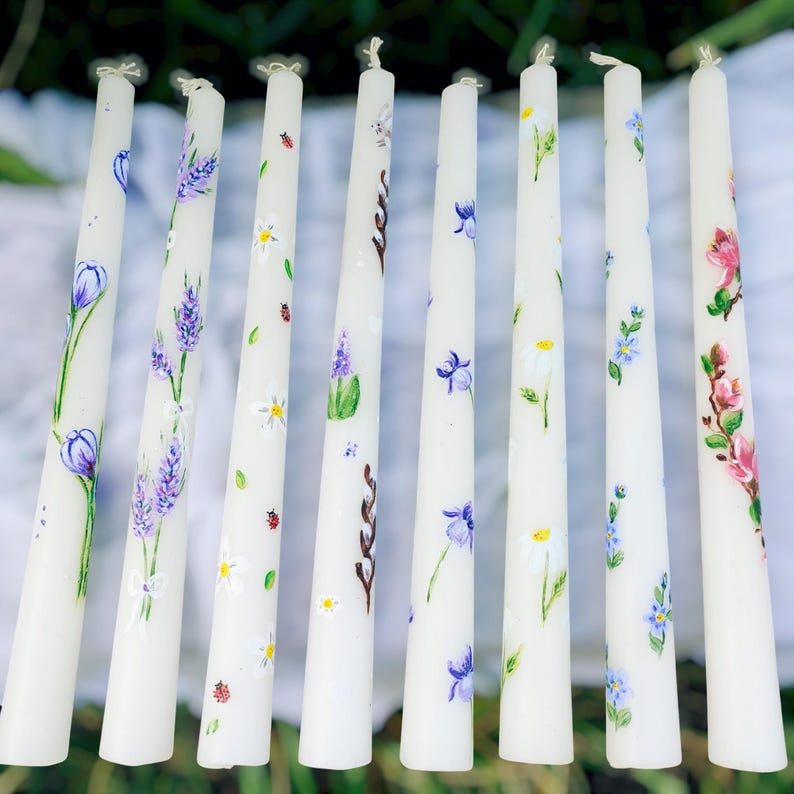 22 cm white decorative dinner candle, Elegant table centerpiece, Wedding decor, 2 cm base fit
