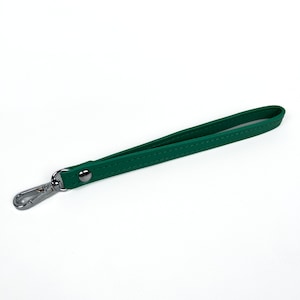 Green Leather Zip Around Wallet with Wristlet Strap for Women