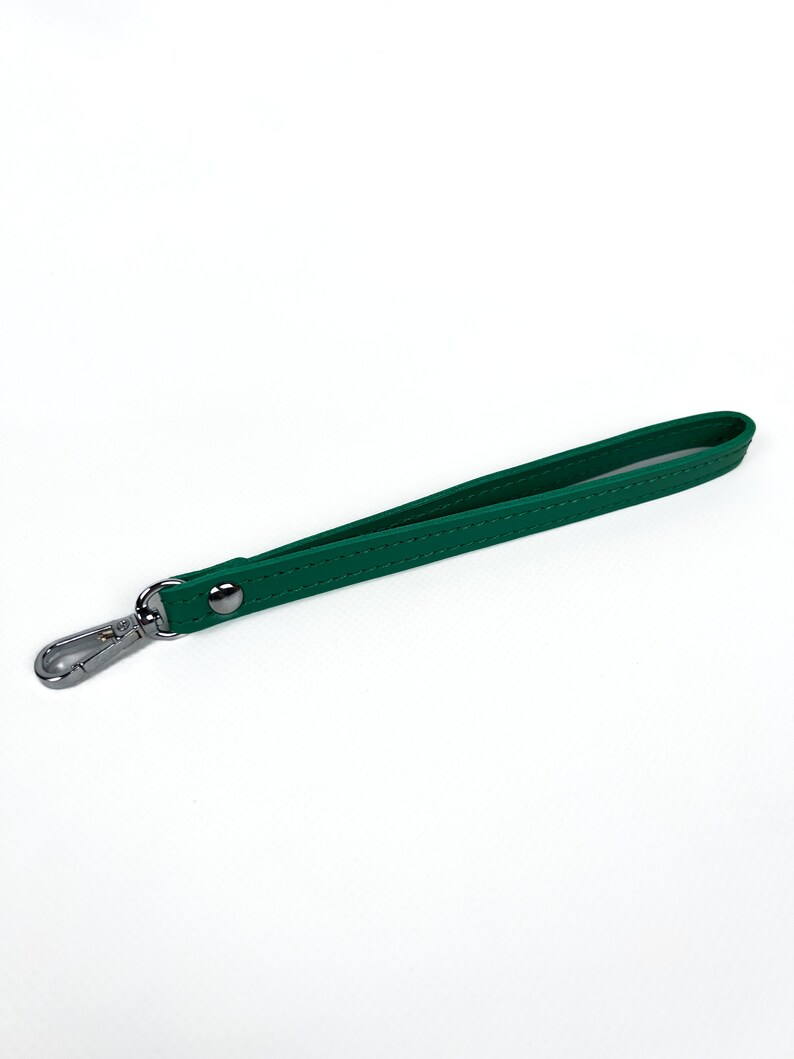 Green Leather Zip Around Wallet with Wristlet Strap for Women