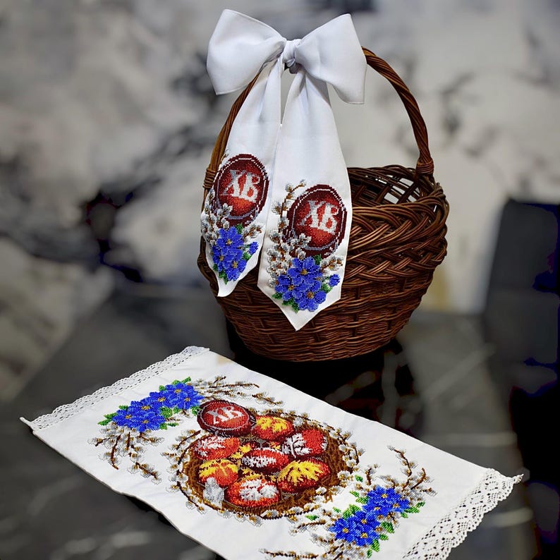 Ukrainian Easter beaded embroidery set