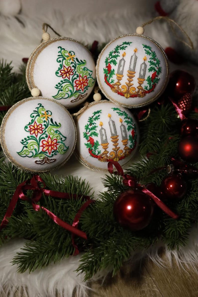 Handmade embroidered Christmas ornament