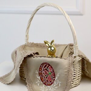 Beige Easter basket cover, Cotton Pascha basket cover, Greek Easter decor, Ukrainian Easter souvenir, Greek Easter gifts, Embroidered napkin bild 4