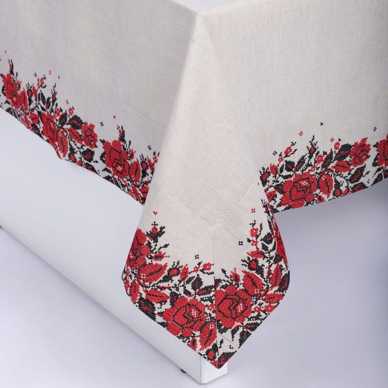 Linen embroidered tablecloth