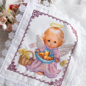 Easter Basket cover with beaded angel design