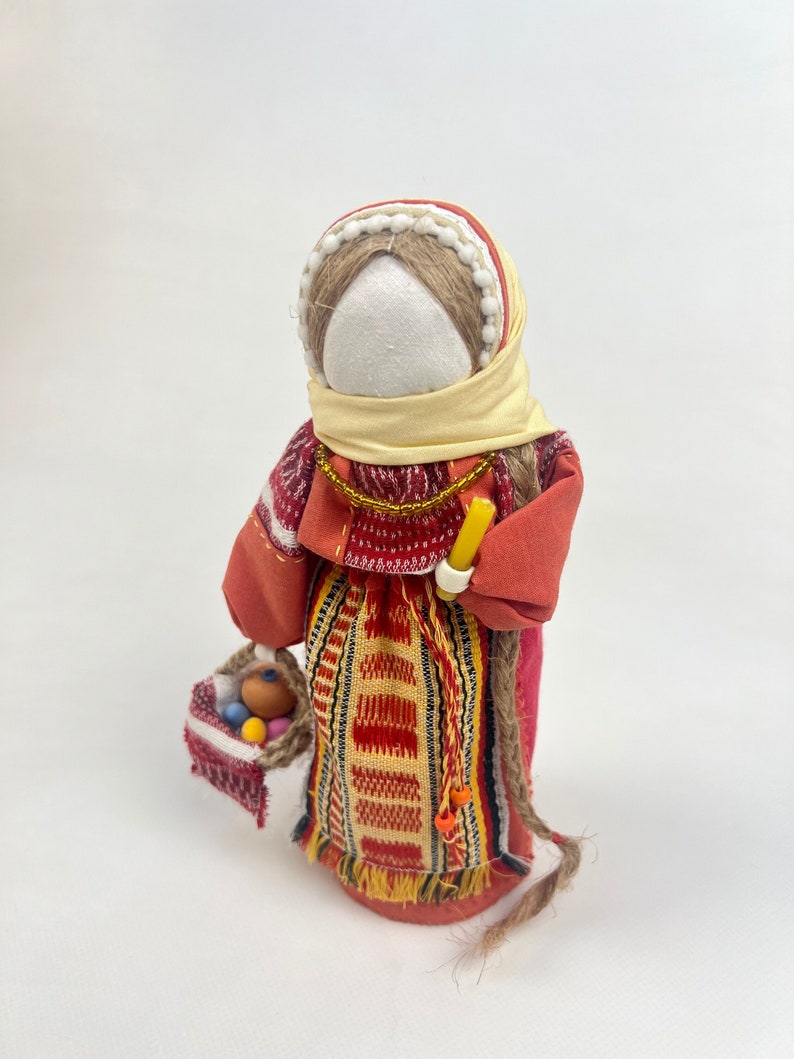 Ukrainian Motanka doll, Easter doll with candles and Easter basket, Collectible doll art, Easter gift for women, Unique decorative gift bild 2