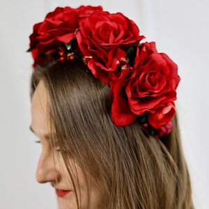 Handmade Red Rose Flower Crown
