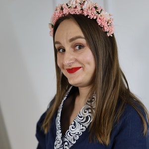 Handmade pink floral headband