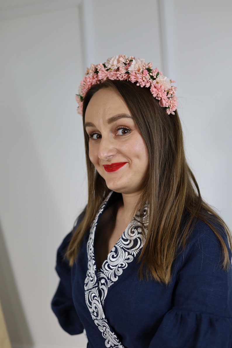 Handmade pink floral headband