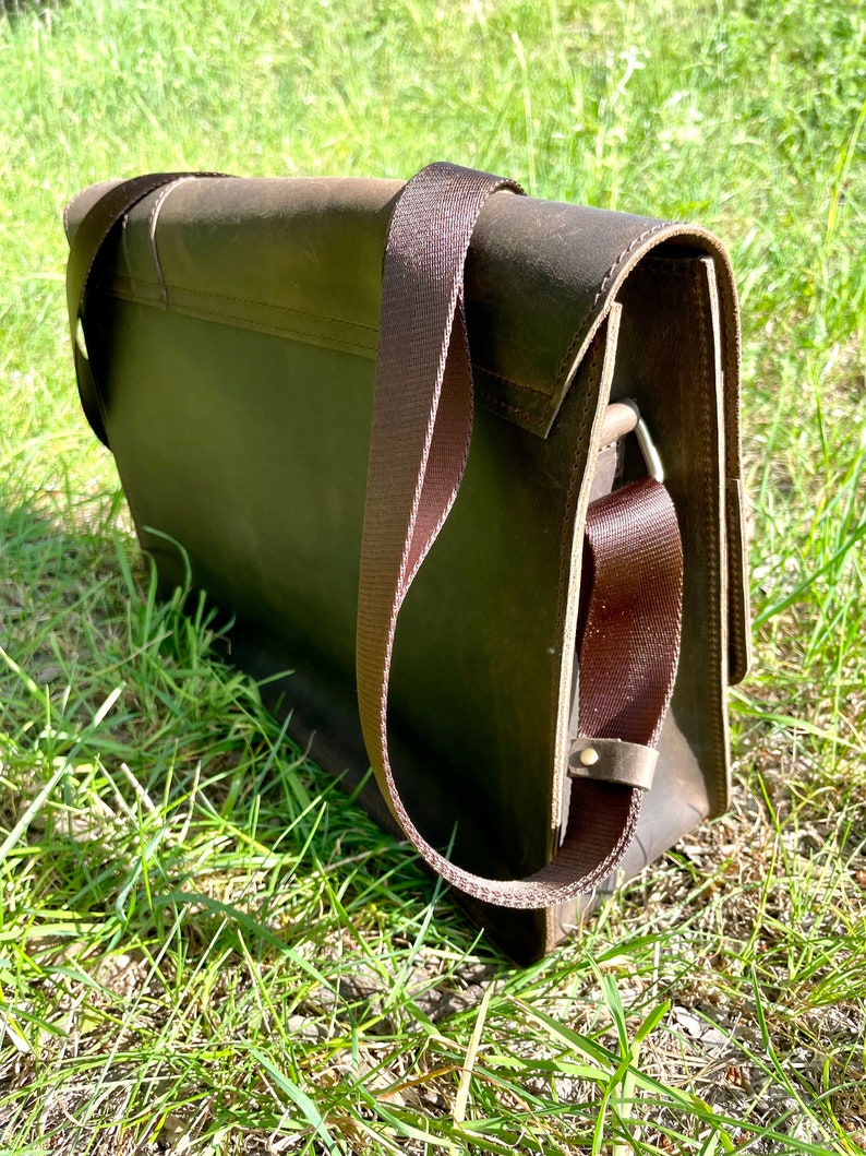 Distressed Leather Messenger Bag, Brown Leather Crossbody Bag, Vintage Shoulder Satchel, Handmade Rustic Laptop Bag