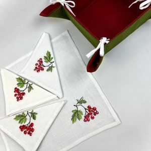 Set of 4 Embroidered linen clothnapkins, Cloth dinner napkin, Flower napkin set, Fine table linens, Housewarming gift, Linen napkins bild 8