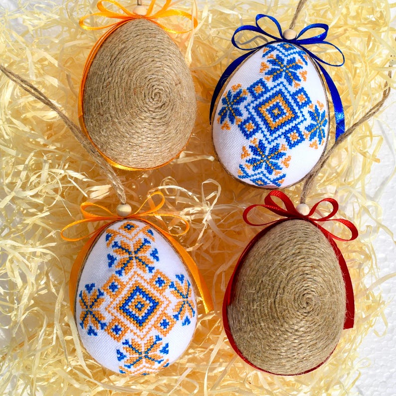 Embroidered Easter eggs ornament