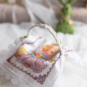 Easter Basket cover with beaded angel design