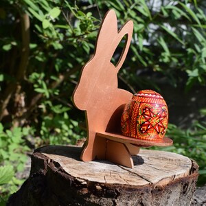 Custom сolor hand painted bunny Easter egg holder for 2 eggs , Wooden rabbit stand, Pysanky display, Spring table centerpiece, Gift decor
