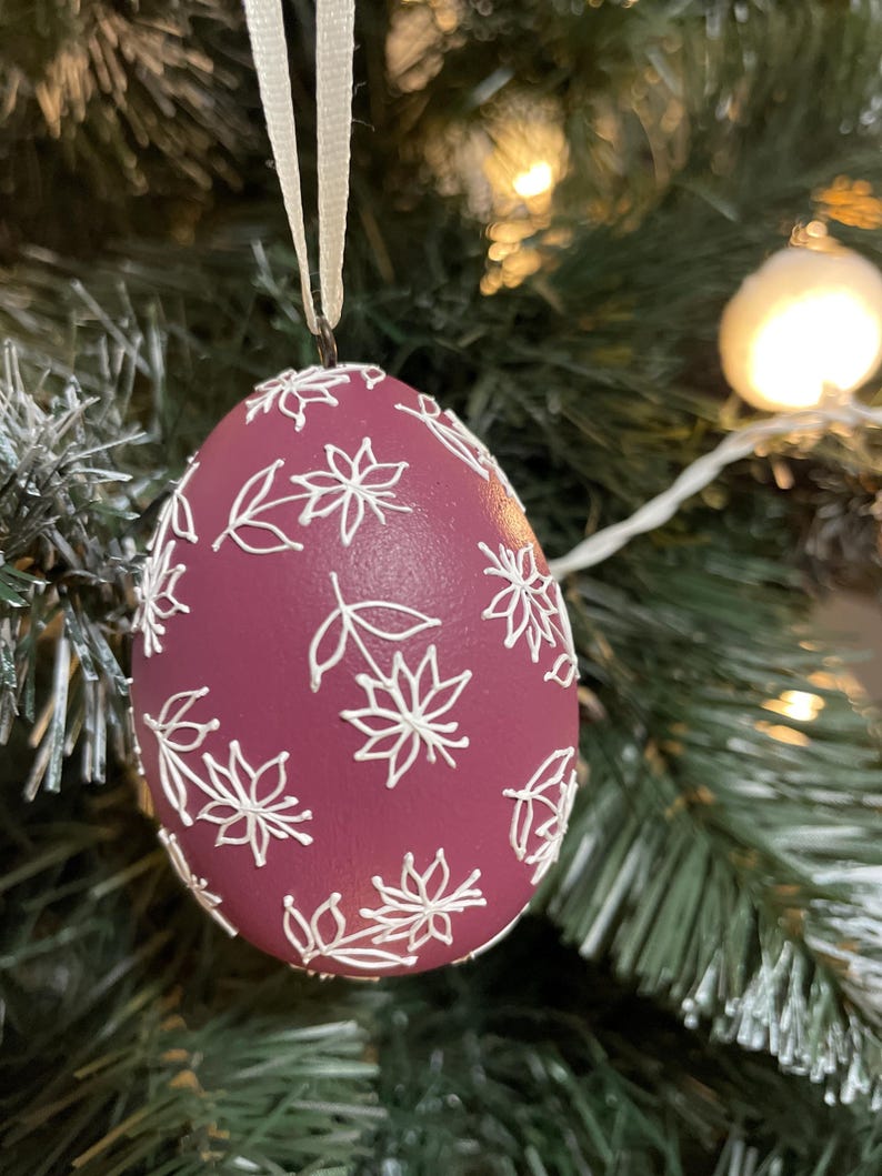 Hand painted decorative egg ornaments, Symbolic hanging decorations, Floral spring ornaments for home decor