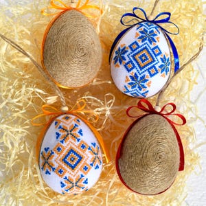 Handmade embroidered Easter egg ornaments