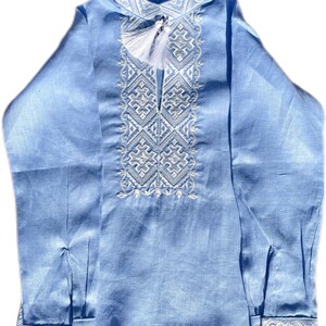 Embroidered Linen Vyshyvanka Shirt, Ukrainian Outfit, Long Sleeve image 3