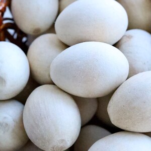 Unfinished Wooden Easter Eggs, Natural Wood Craft DIY, Easter Basket Stuffer Decoration Bild 11