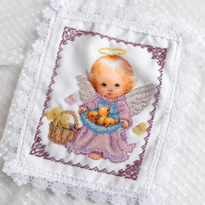 Easter Basket cover with beaded angel design
