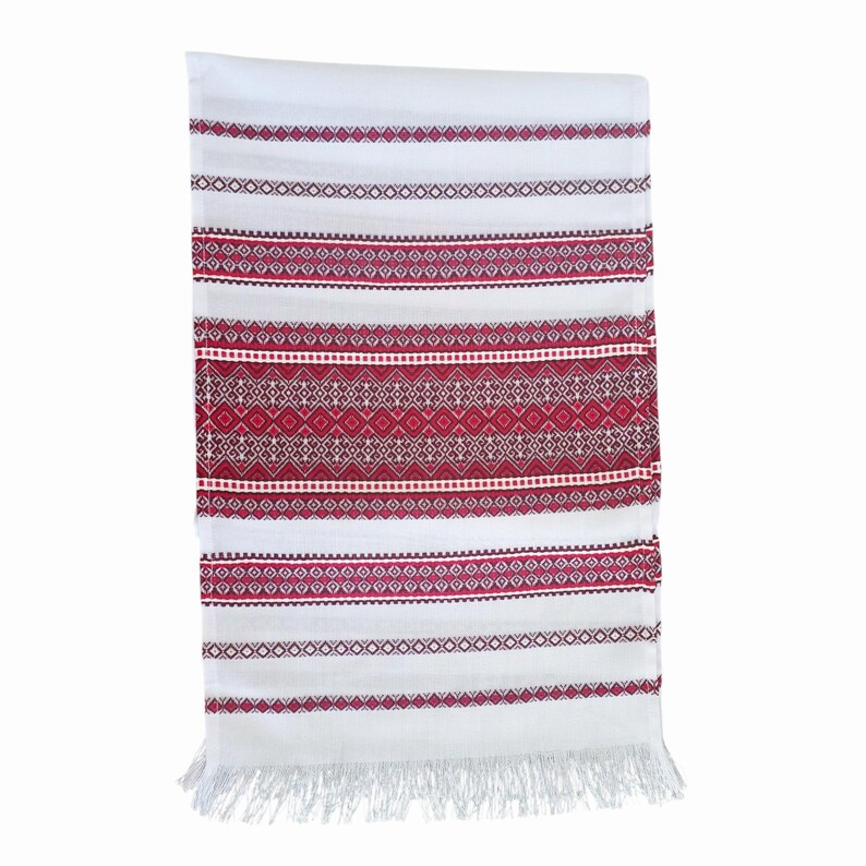 Ukrainian Wedding Rushnyk Towel 0.31×2.40 m, Embroidered Doves and Flowers, Traditional Slavic Ceremony Bread and Rings Cloth with Fringe