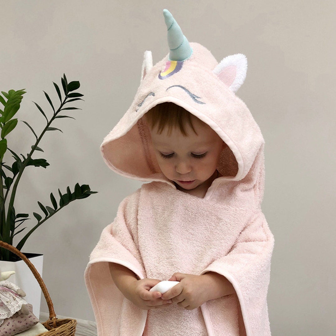 Unicorn Hooded Bath Towel Robe for Kids Poncho Towel With a Etsy