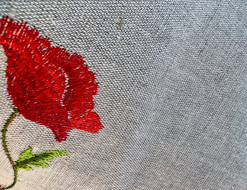 Embroidered Linen Tote Bag with Red Poppies, Symbolic Floral Shoulder Bag, Eco Fabric Shopping Bag, Handmade Textile Accessory