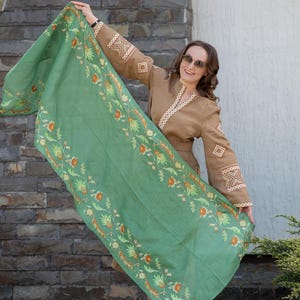Embroidered floral scarf