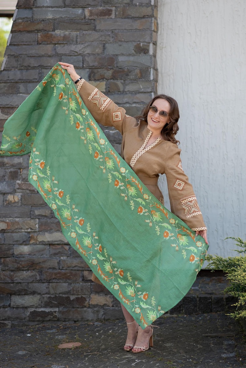Embroidered floral scarf