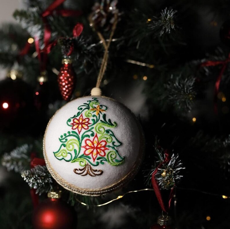 Handmade embroidered Christmas ornament